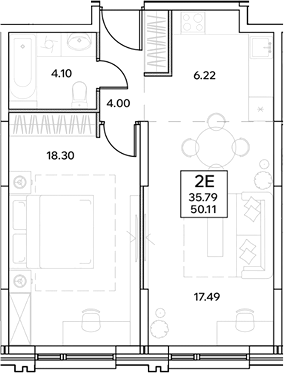 2-комн., 50.11 м², 8/18 этаж, ЖК «ЭВОПАРК Измайлово»