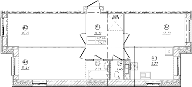 3-комн. Юго-Западный квартал