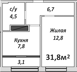 1-комн., 32.7 м², 9/9 этаж, ЖК «Европейский»