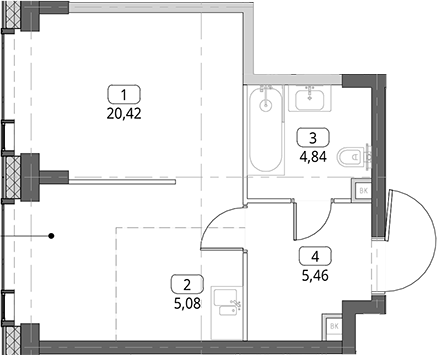 Студия, 35.8 м², 16/56 этаж, ЖК «СИТИДЗЕН»