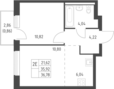 2-комн., 35.92 м², 10/17 этаж, ЖК «Горки Парк»