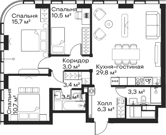 4-комн. Сити Бэй