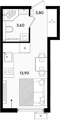 Студия квартира, 21.3 м² в ЖК Порто-Ново — фото 2