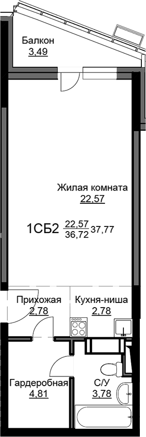 Студия, 37.05 м², 8/17 этаж, ЖК «Соболевка»