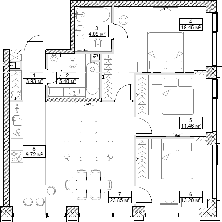 4+ комнаты, 90.1 м², 2/10 этаж, ЖК «Сити Бэй»