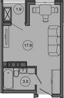 Студия квартира, 21.4 м² в ЖК Гостиничный комплекс GREENMONT — фото 3