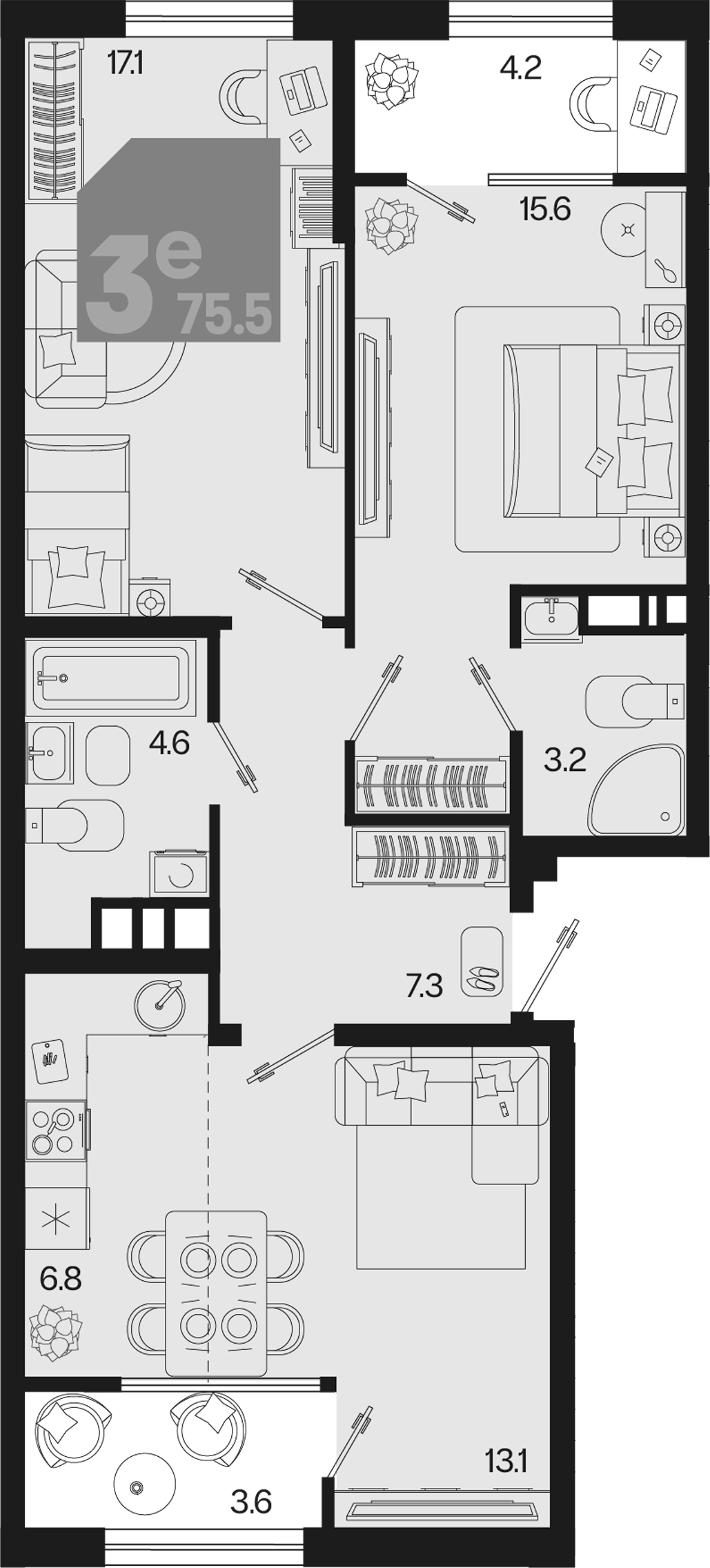 3-комн. квартира, 67.7 м² в ЖК Первое место — фото 2