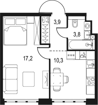 1-комн., 35.2 м², 19/20 этаж, ЖК «Левел Южнопортовая»