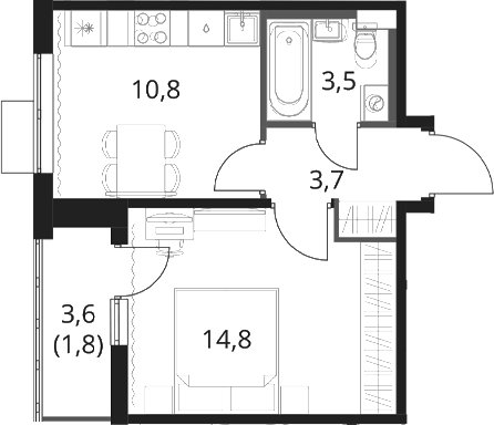 1-комн., 32.8 м², 5/16 этаж, ЖК «1-й Шереметьевский»