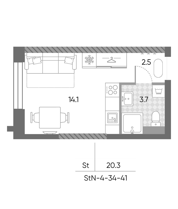 Студия, 20.3 м², 41/43 этаж, ЖК «ЗилАрт»
