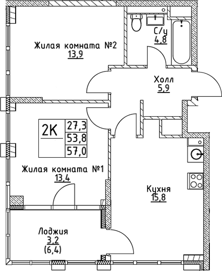 2-комн. ВЭРИ на Миклухо-Маклая