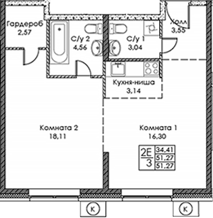 2-комн. ЭВОПАРК Сокольники
