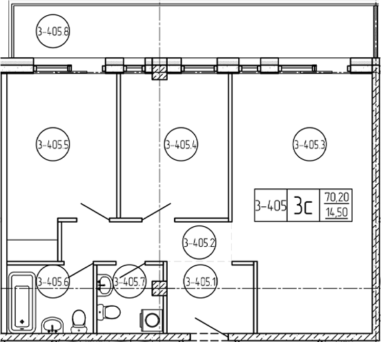 Студия, 70.2 м², 4/9 этаж, ЖК «Лучи»