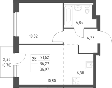 2-комн., 36.27 м², 4/17 этаж, ЖК «Горки Парк»