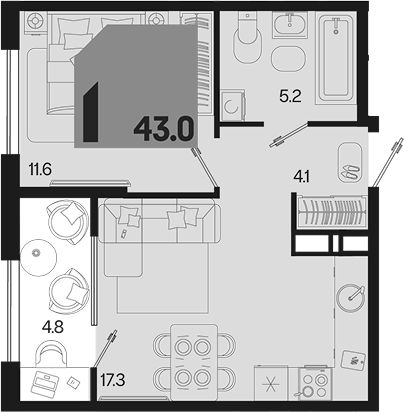 Продается 1-комн. квартира, 38.2 м² — фото 2