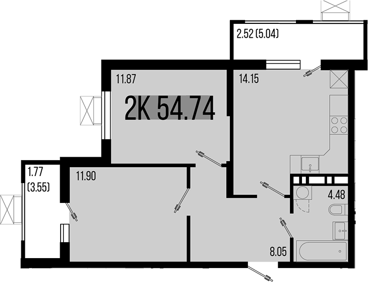 2-комн. квартира, 50.45 м² в ЖК Цветной бульвар — фото 2
