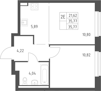 2-комн., 35.77 м², 2/11 этаж, ЖК «Горки Парк»