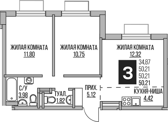 3-комн. Гранель Аникеевский