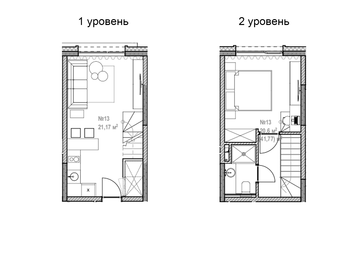 Студия, 41.77 м², 1/3 этаж, ЖК «Лучезарный»