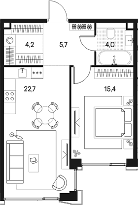 2-комн., 52 м², 2/20 этаж, ЖК «Клубный город на реке Примавера»
