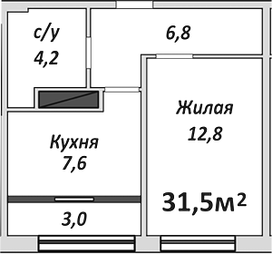 1-комн., 31.5 м², 8/9 этаж, ЖК «Европейский»