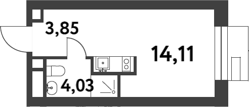 Студия, 21.47 м², 8/16 этаж, ЖК «Смарт Гарден»