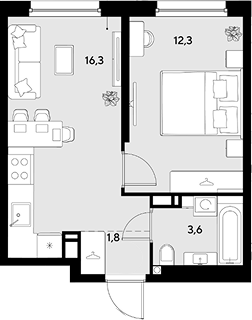 Продается 1-комн. квартира, 34 м²