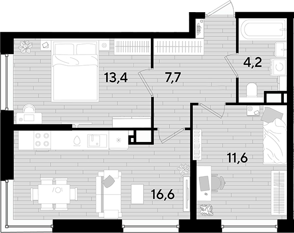 2-комн. квартира, 53.5 м² в ЖК DОГМА ПАРК — фото 2