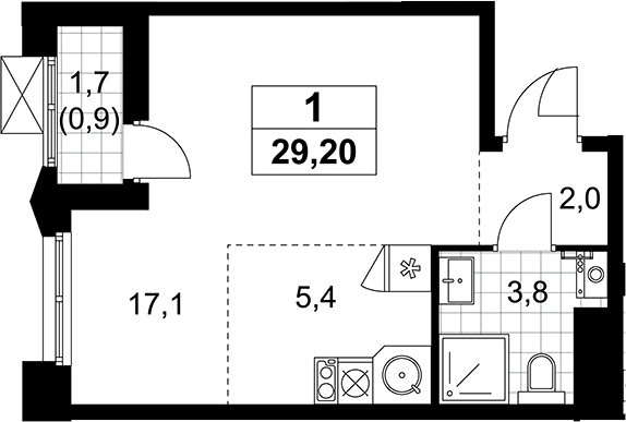 Студия, 28.3 м², 12/14 этаж, ЖК «Деснаречье»