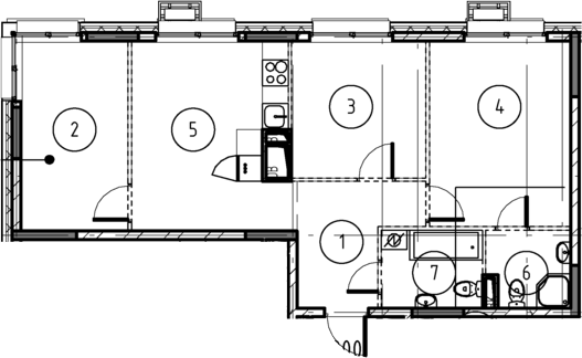 3-комн., 65.6 м², 2/17 этаж, ЖК «Форевиль»