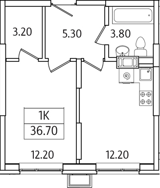 1-комн., 36.7 м², 16/21 этаж, ЖК «Видный Берег 2.0»