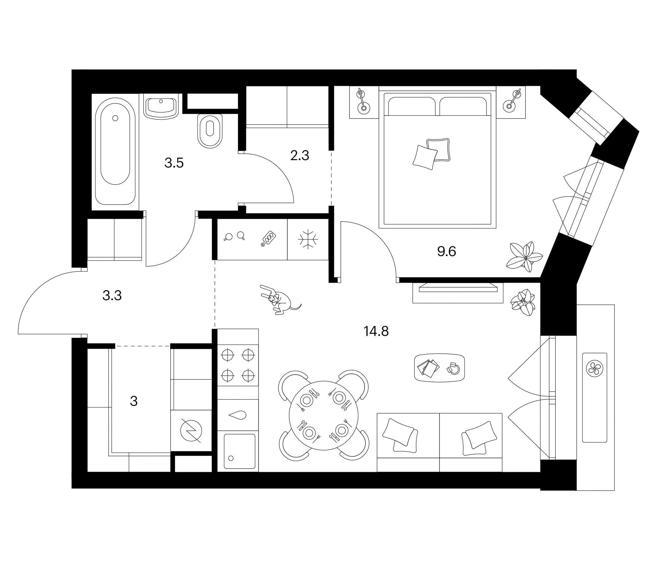 1-комн., 36.5 м², 13/23 этаж, ЖК «Мичуринский парк»