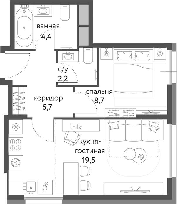 2-комн. Сиреневый парк
