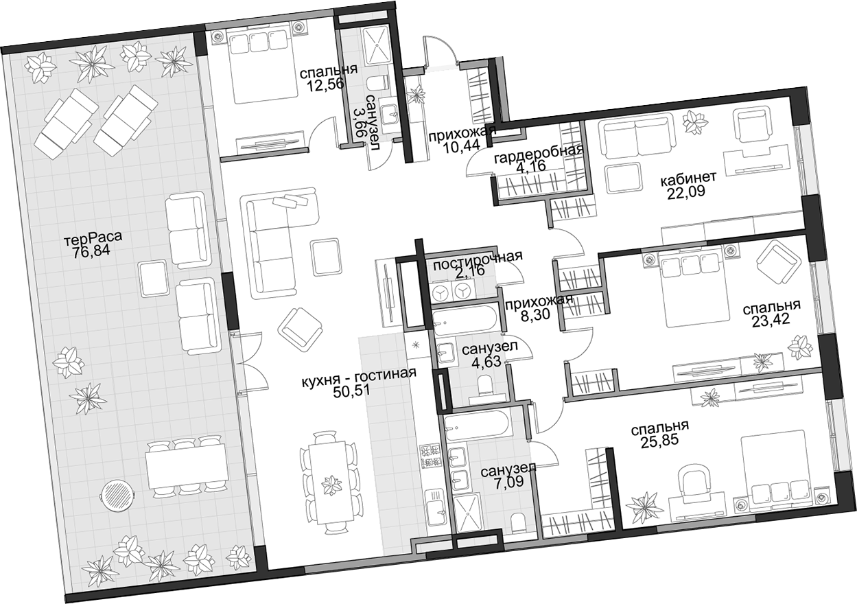 4+ комнаты, 174.87 м², 5/6 этаж, ЖК «Садовническая, 69»