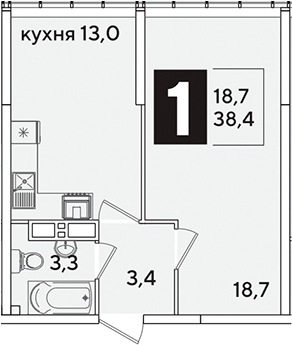 1-комн. квартира, 38.4 м² в ЖК Самолет — фото 2