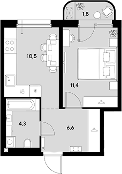 Продается 1-комн. квартира, 32.8 м²
