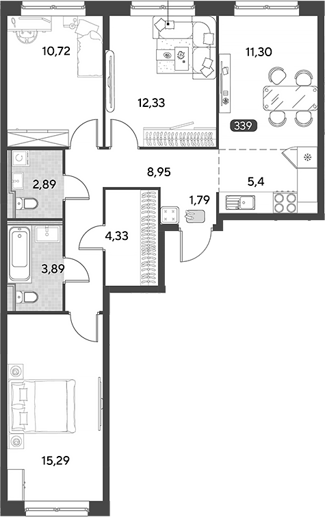 4+ комнаты, 76.89 м², 20/25 этаж, ЖК «Космопарк»