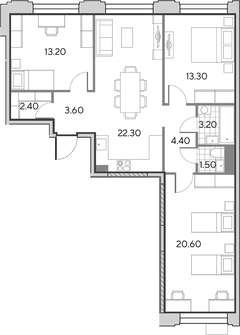 4+ комнаты, 84.5 м², 4/9 этаж, ЖК «Вейв»