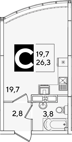 Студия квартира, 26.3 м² в ЖК Самолет — фото 2