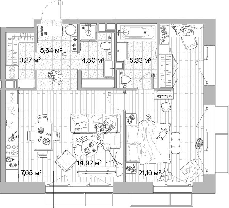 2-комн., 62.47 м², 8/8 этаж, ЖК «МЫС»