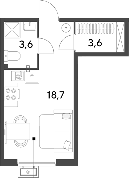 Студия квартира, 25.9 м² в ЖК Парк Победы — фото 2