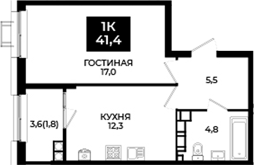 1-комн. Первый. ГК ЮгСтройИнвест