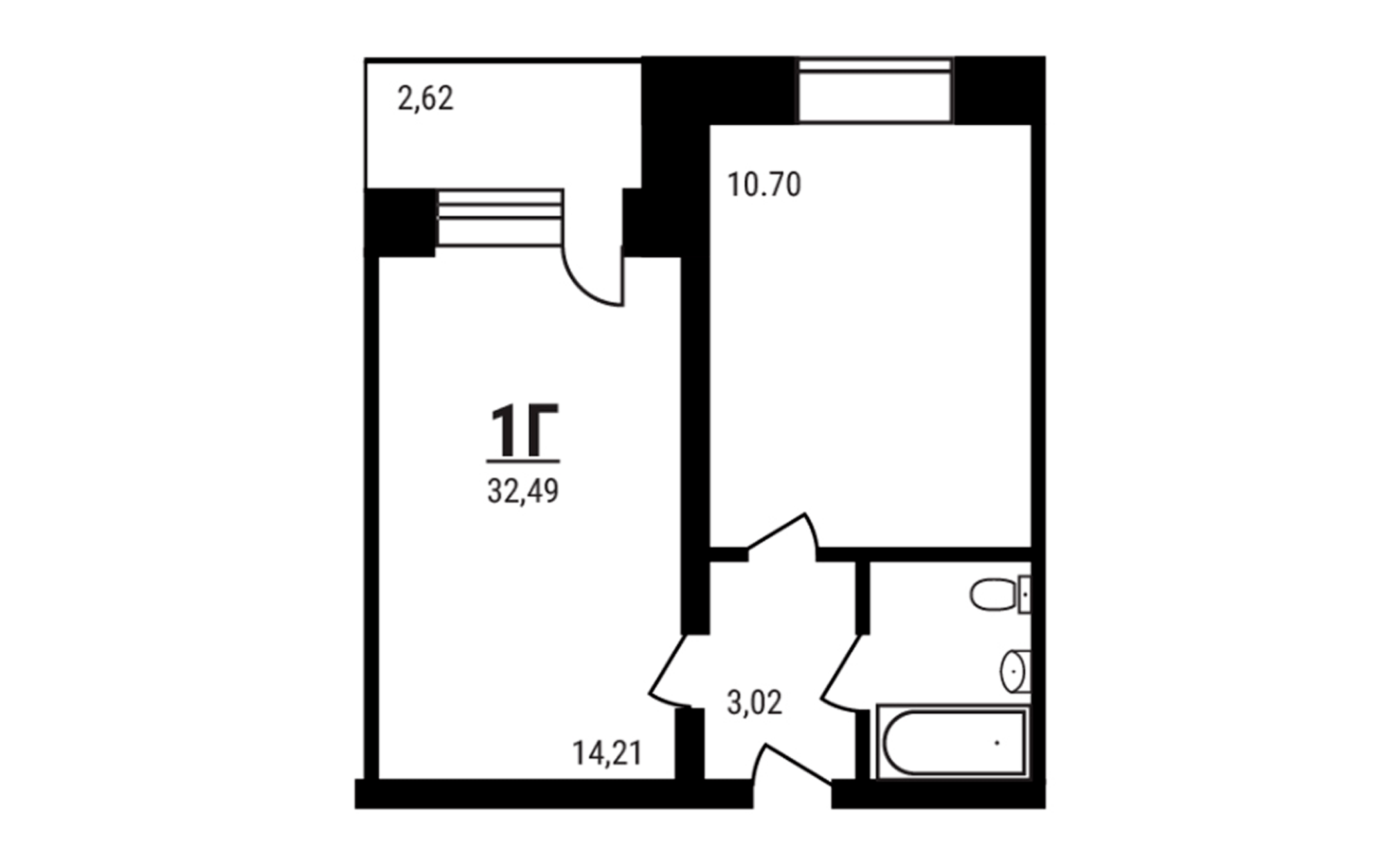 1-комн., 31.7 м², 5/5 этаж, ЖК «Дружный»