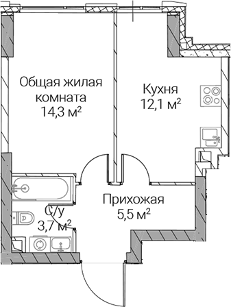 1-комн., 35.6 м², 15/51 этаж, ЖК «СЕЗАР СИЛИКА»