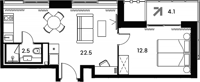 2-комн., 37.8 м², 9/23 этаж, ЖК «Аквилон Сигнал»