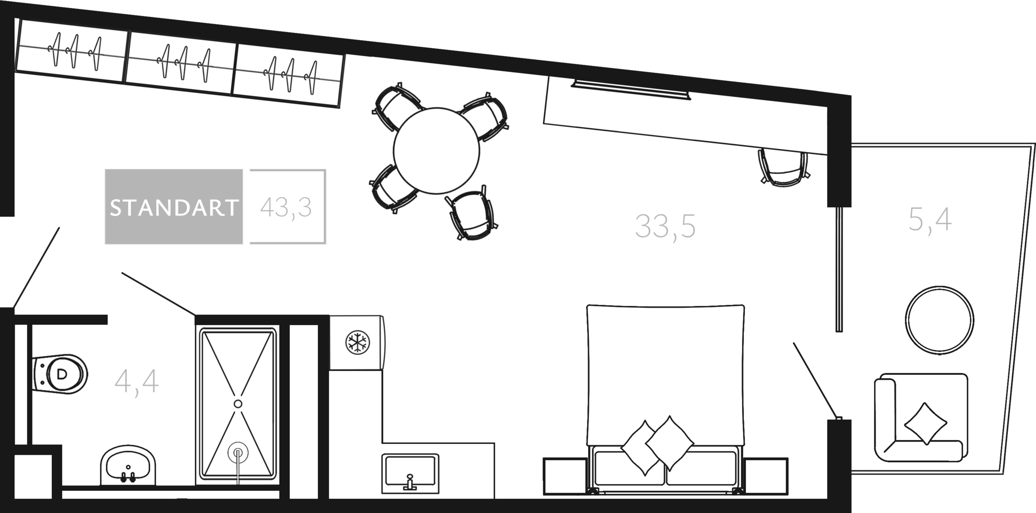 Студия, 37.9 м², 4/4 этаж, ЖК «Палаццо Де Агой»