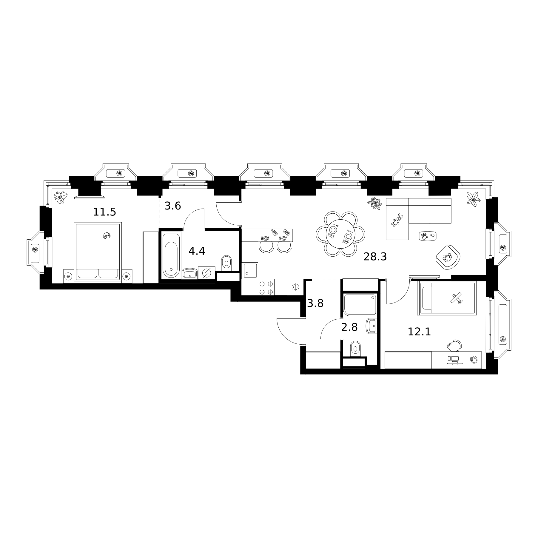 2-комн., 66.5 м², 9/16 этаж, ЖК «2-й Иртышский»