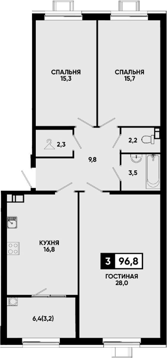 3-комн. Квартал на курорте Моя Легенда