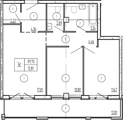 2-комн. квартира, 68.72 м² в ЖК Лучи — фото 2