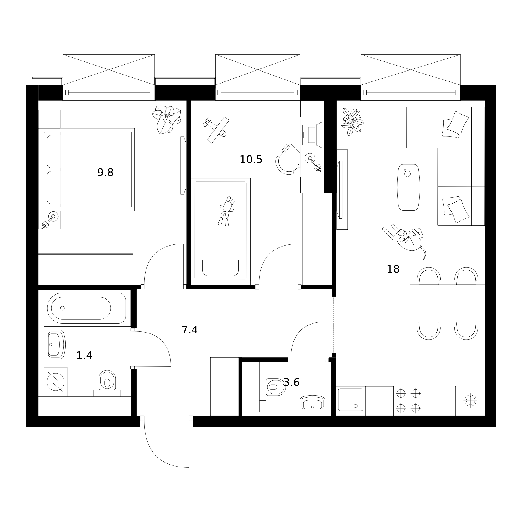 2-комн., 50.7 м², 3/19 этаж, ЖК «2-й Иртышский»